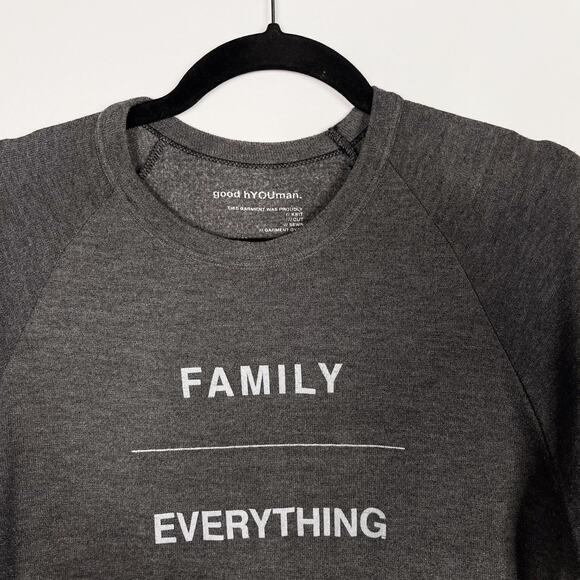 Good Hyouman XSmall Black Sand Gray Family Over Everything Sweatshirt Crew Neck - Picture 4 of 9